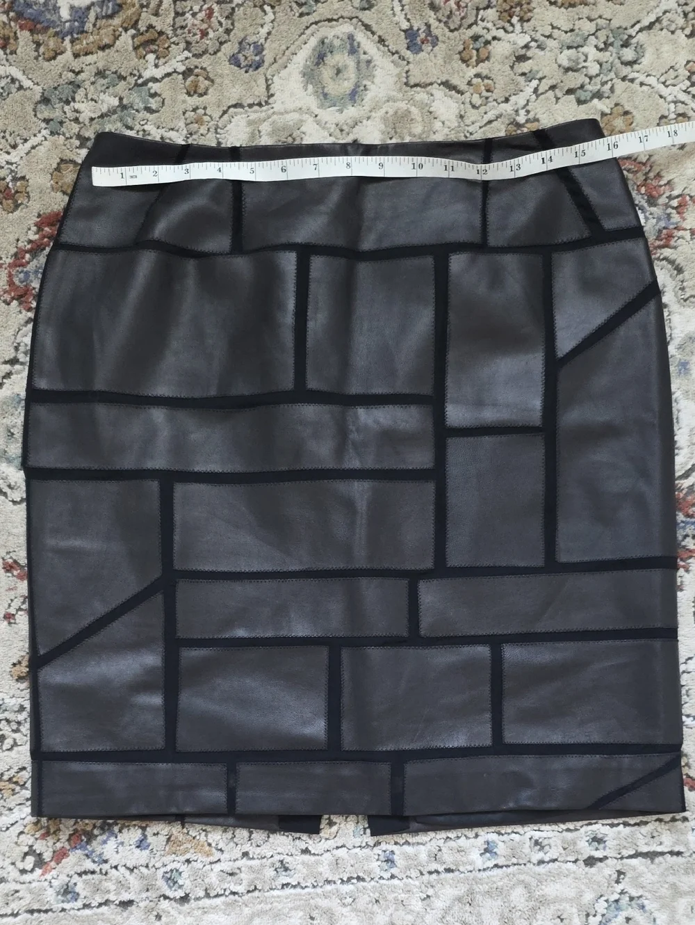 Lafayette Lambskin Leather/silk Block Panel Skirt - Picture 3 of 6